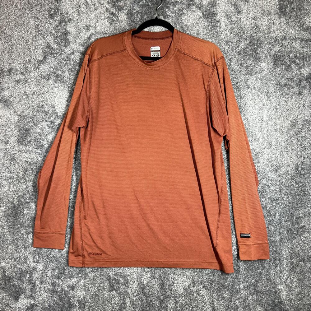 Columbia Shirt Mens L Orange Long Sleeve Crew Neck Moisture Wicking Lightweight